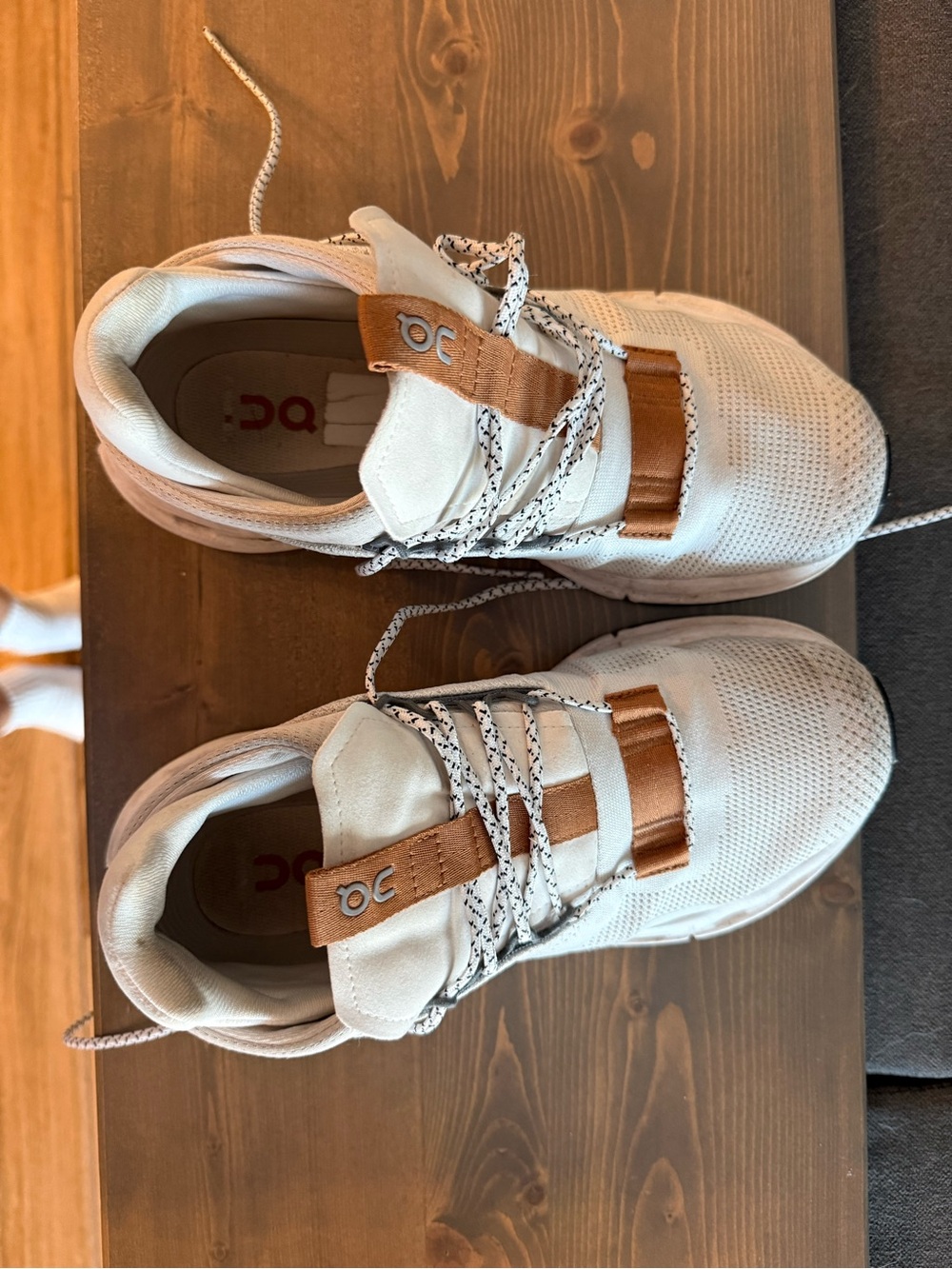 On Cloud White Sneakers with Tan Accent